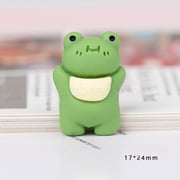 Opaque Resin Cabochons, Green, Frog Pattern, 24x17mm