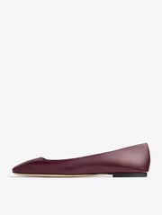 Women's Ballet Flats Burgundy Square Toe Slip On Ballerina Flats