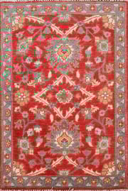 Handmade Red Floral Kazak Oriental Accent Rug 2x3