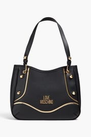 Studded pebbled-leather shoulder bag - black - One Size