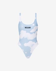 One-piece swimsuit Clouds and Check