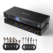 HDMI 2.1 & DP 1.4 Dual 4K144Hz KVM Switch Gaming Dock for 4 PCs & 2 Monitors, w/ ADI Chip, EDID, VRR, FVA, ALLM, and Dynamic HDR