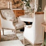 Carved Oak Wood Dining Chair With Cushion