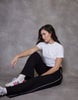 Women's Black Piped Tailored Trousers