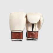PRO Cream / Brown Leather Boxing Gloves (Strap Up)