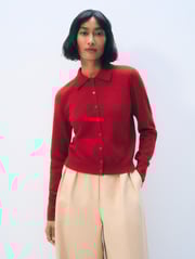 Cashmere Collared Cardigan | Deep Crimson
