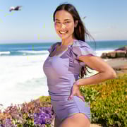 Double Ruffle Sleeve One Piece Swimsuit