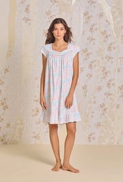Radiant Floral Cotton Knit Short Gown