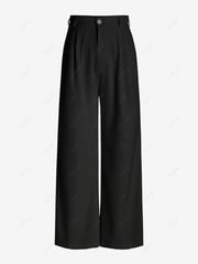 Pleated Slant Pockets Wide Leg Pants