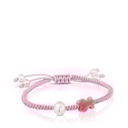 Rhodonite and pearl Tibet Bracelet with Bear motif