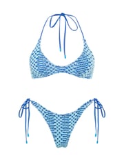 CORA - DELLO Blue Crochet Halter Bikini Set
