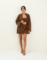 Luna Short Kimono - Brown