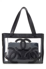 Black Leather & Vinyl 3 'CC' Tote Medium