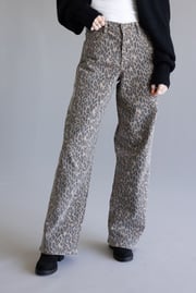 Hidden Alyx High Rise Slung Baggy Jeans for Women in Leopard Brown | HD9505B-CHE