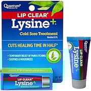 Quantum Health Lip Clear Lysine+ Cold Sore Treatment Soothe & Moisturize Mouth Sores - L-Lysine Menthol Calendula & Propolis Ointment - Transparent Fever Blister Healing Balm - 0.25 Oz