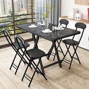Outdoor Rectangular Black MDF Wooden Tabletop Folding Table Foldable Table with Metal Leg 60X100CM