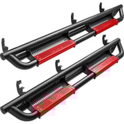 OEDRO 6 inch Running Boards Compatible with 2015-2025 Chevy Colorado/GMC Canyon Crew Cab,Truck Side Steps w/Paintable Plates,Textured Nerf Bar,Black & Red