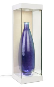 13.5"w Glass Display Case, LED Top Light, Side Locking Door, Countertop - White