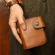 Vintage Leather Short Wallet Small Roomy Wallet Card Holder for Men