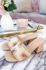 Bobbie H Block Heel Sandals: Natural Nude