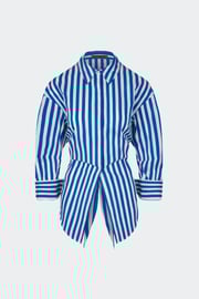 Loch Striped Poplin Button Up in Blue Stripe