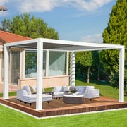 Louvered Pergola White W/O Curtain & Netting