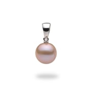 Lavender Freshwater Pearl Pendant in White Gold - 9-10mm