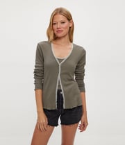 Beatrice Supima Rib Lace V-Neck Cardigan