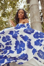Lupine Floral Enamored Off the Shoulder Ruffle Dress