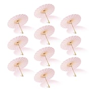 BULK PACK (10) 32" Pink Paper Parasol Umbrellas with Elegant Handles