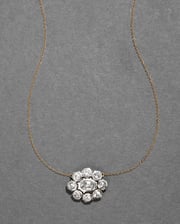 Sterling Silver & 14k Gold Crystal Cluster Flower Necklace