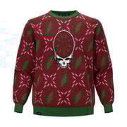 Grateful Dead | Crewneck Holiday Sweater | Stealie Bolt Burgundy and Green