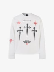 Letter Print Waffle Cross Long-sleeved T-shirt