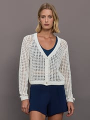 Open Knit Cardigan - White