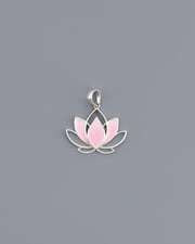 Pink Enamel Lotus Sterling Silver Pendant