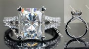 Doveggs radiant split shank pave moissanite engagement ring