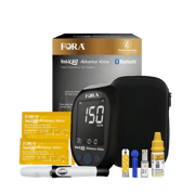 FORA Test N’GO Advance Voice Cholesterol Kit – Voice Function (English & Español), Bluetooth Enabled, 10 Total Cholesterol Strips + 10 Lancets｜Effortless Daily Care