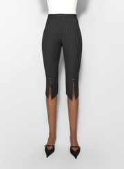 pinstripe pierced capri pants