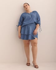 Pull-On Denim Short Ruffle Skirt - d/C JEANS
