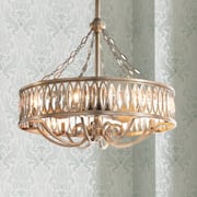 Marquise Crystal 33" Wide Ant Silver Pendant Light with Fan
