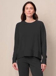 Softest Fleece Raglan Side Slit Sweatshirt in Black