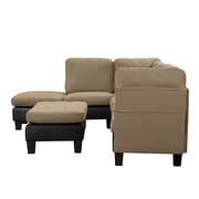 Koko Classic (3) Piece Microfiber and Faux Leather Sectional with Ottoman