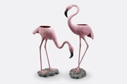 Tropical Flamingo Planters Pair