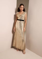 Jamae Gold Sequin Maxi Dress
