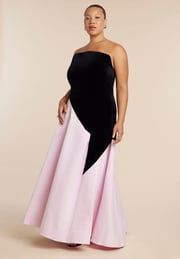 Asymmetrical Velvet Strapless Gown