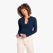 Pointelle Cardigan | Navy