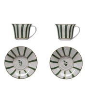 Striche Verdi Set of 2 Coffee Cups with Saucers