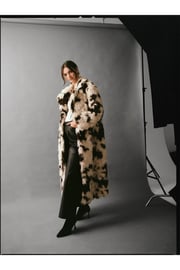 Premium Curly Animal Print Fur Coat