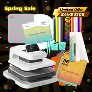 [Spring Sale]HTVRONT Auto Heat Press 2+HTV & Sublimation Essential Bundle(36 sheets HTV+150 sheets Sublimation Paper A4+Sublimation HTV Roll+PUFF HTV*9+Tools Bundle)