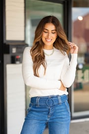 Subtle Raised Stripes Sweater Tee